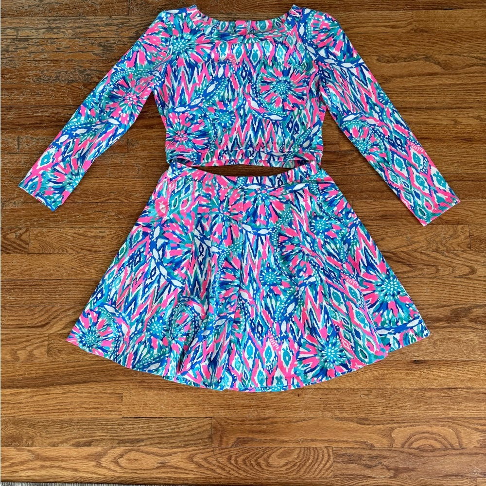 Lilly Pulitzer Carlita 2 piece Crop Top Skort Set Shake It Up size Medium